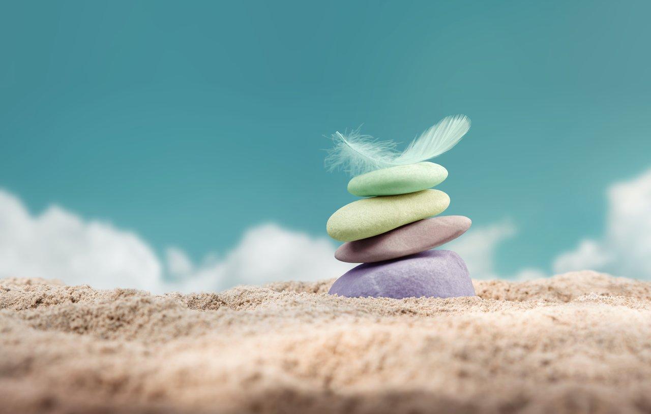 Illustration symbolique du wellness lifestyle balance : alimentation, activité, sommeil et gestion du stress en harmonie.